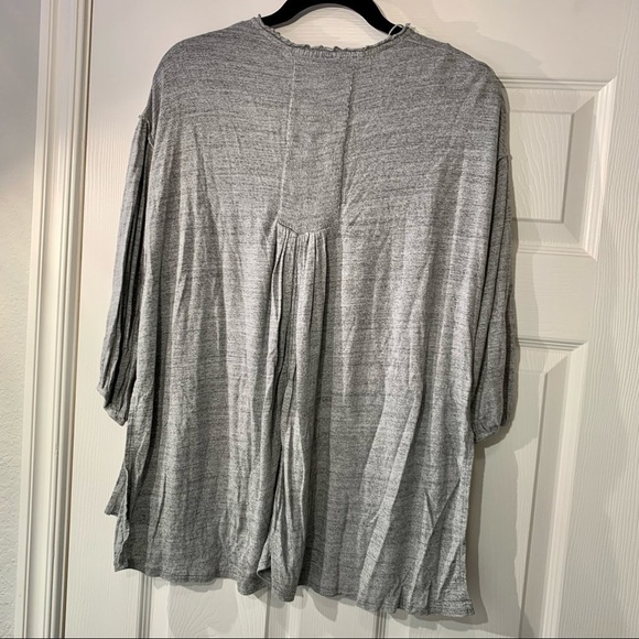 We The Free Top Adult Size XS Gray V-Neck Tie Oversized Linen Stretch Women - Picture 2 of 8